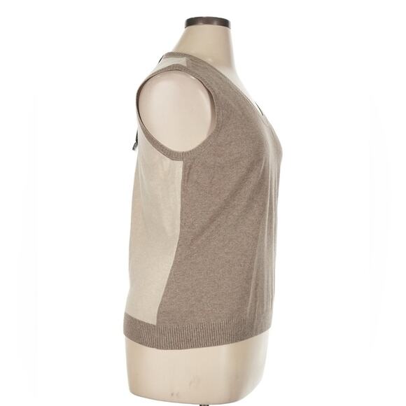 Escada Wool Blend Taupe Cream Sleeveless Sweater Vest XL Designer NWT Neutral - Picture 4 of 16